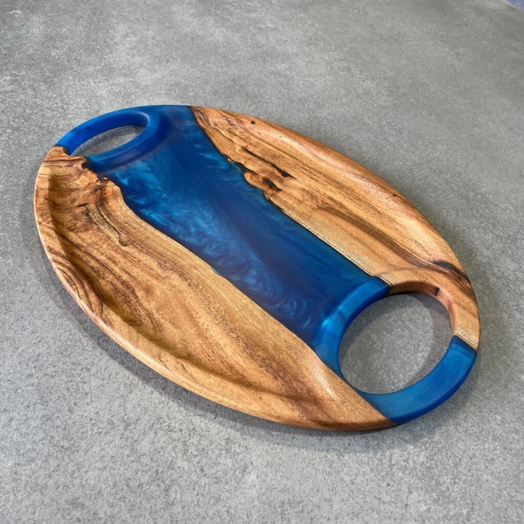 Raisinwoods wooden and resin serving tray for kitchen decor