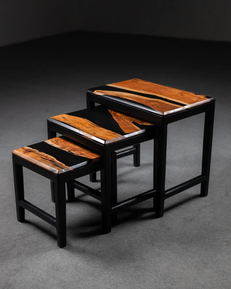 Obsidian Nesting Stools (Set of 3)