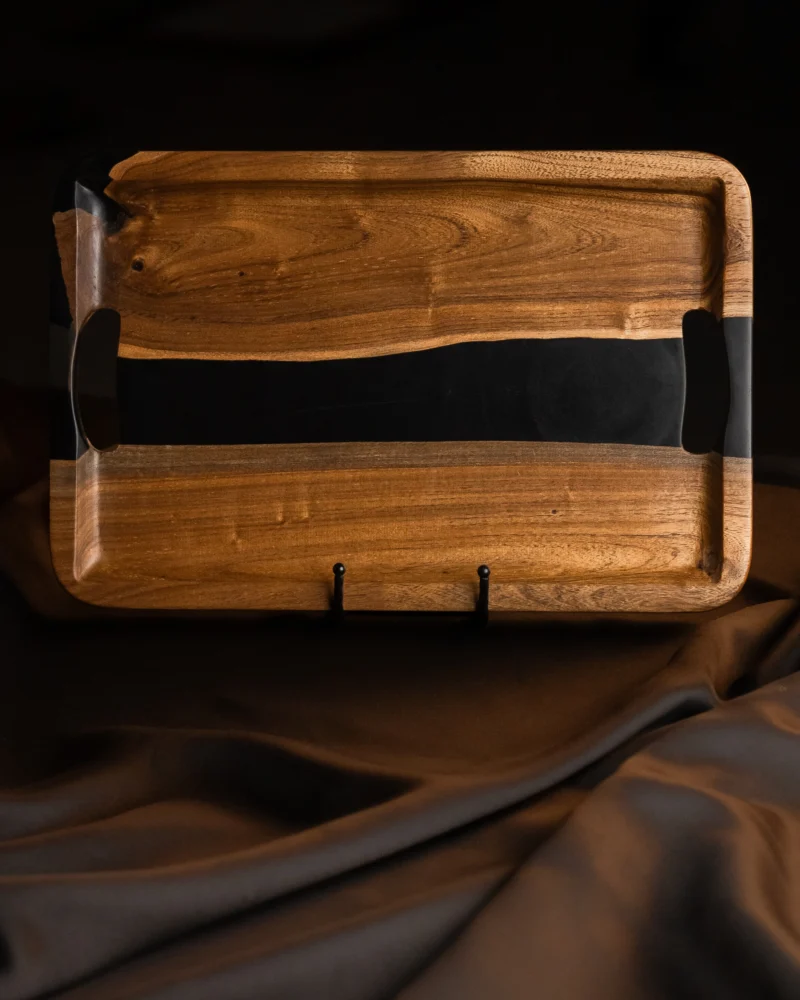 Black Resin Wood Tray
