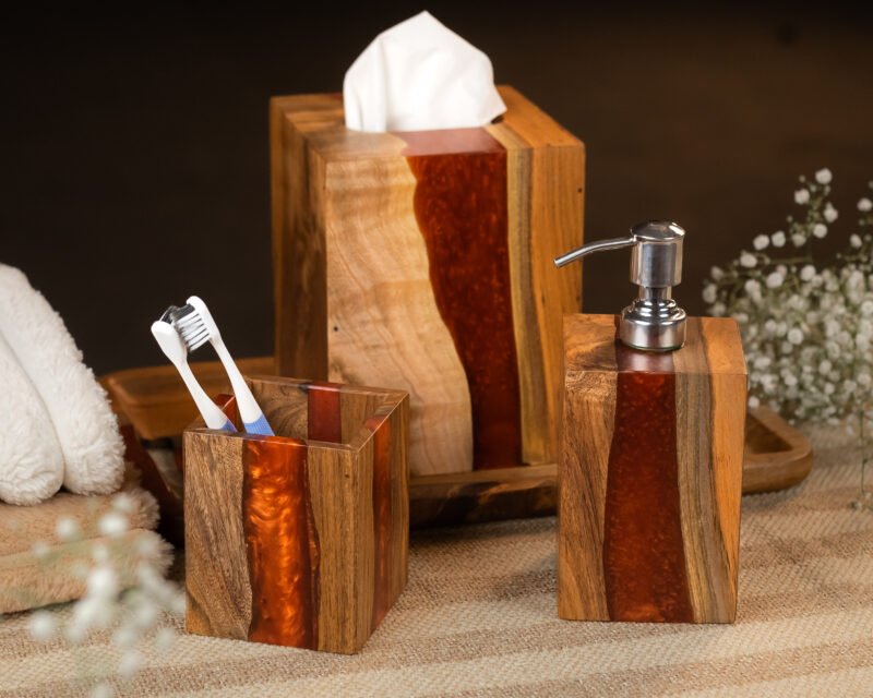 Copper wood bathroom set - Image 5