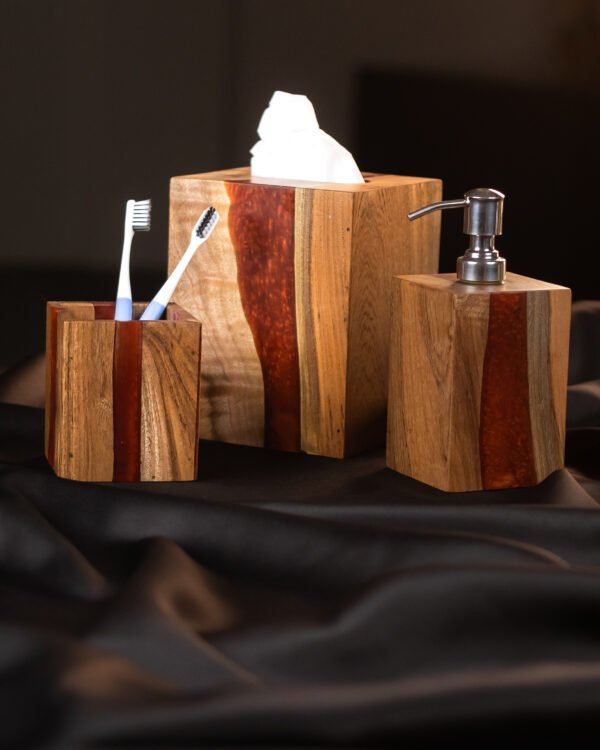Copper wood bathroom set