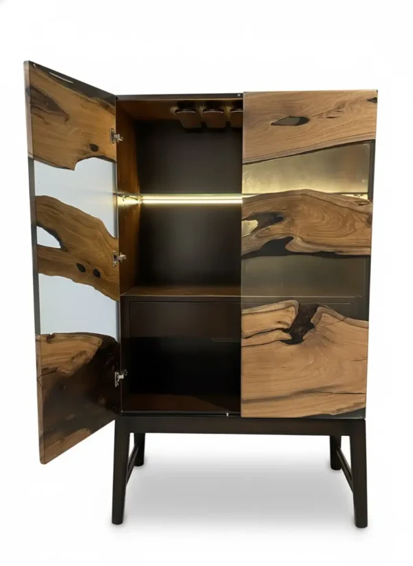 Smoky Stream” Artisan Bar Cabinet